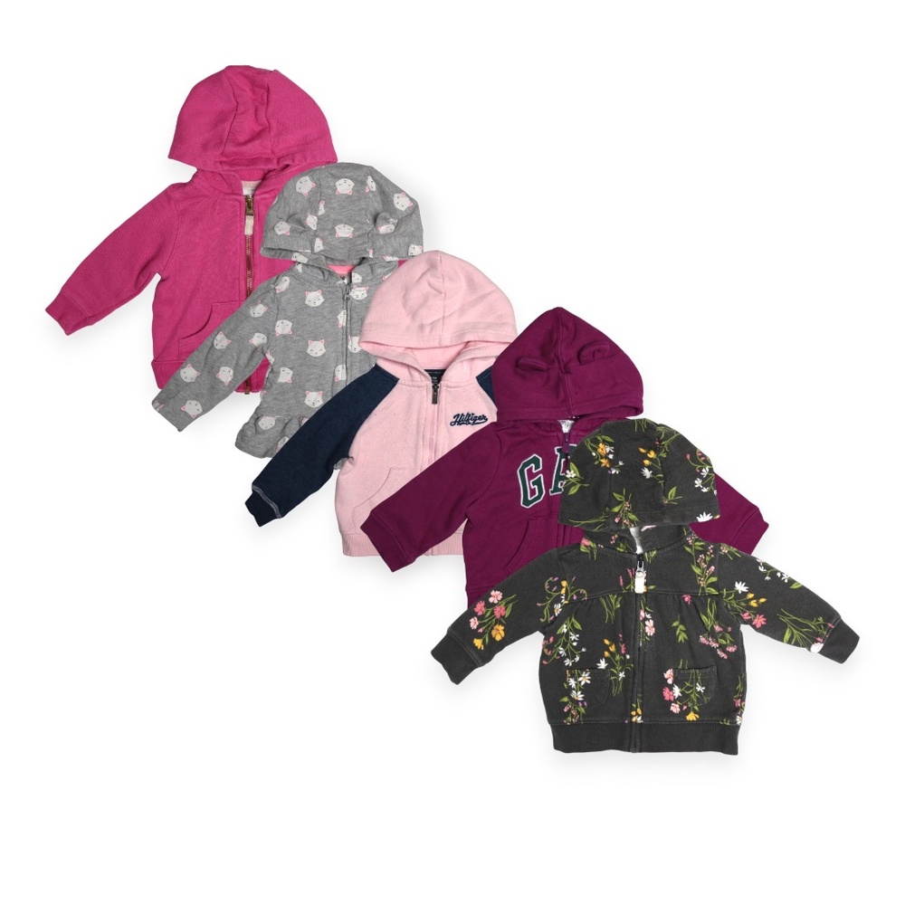 5-Pc Infant Baby Girl Long Sleeve Hoodies Bundle Lot Size 3-6M